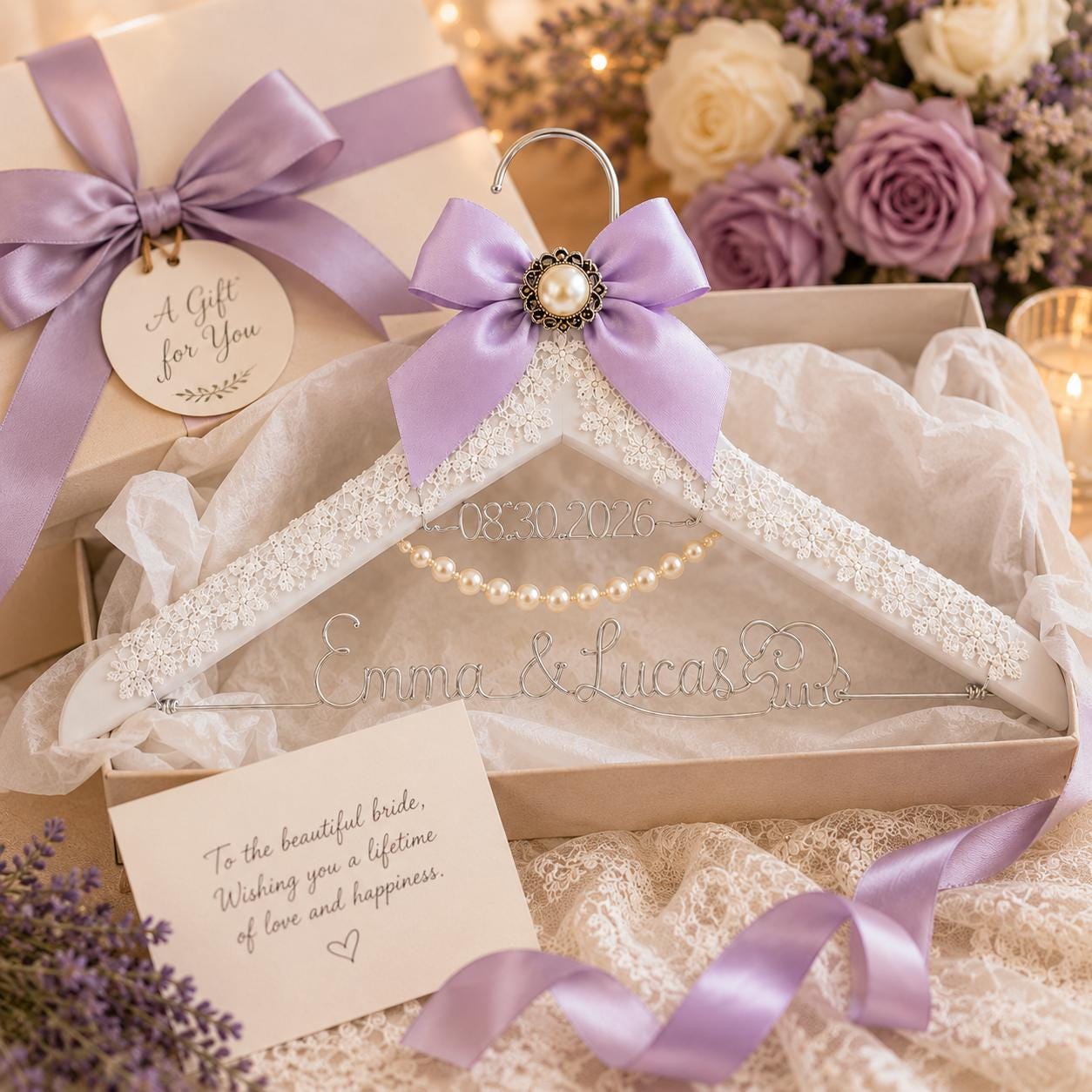 Personalized Bridal Hanger with Wire Name - BOYOGO personalized gift