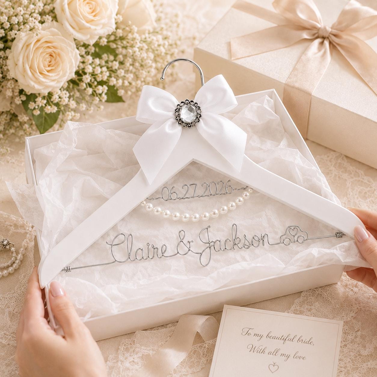 Personalized Bridal Hanger with Wire Name - BOYOGO personalized gift