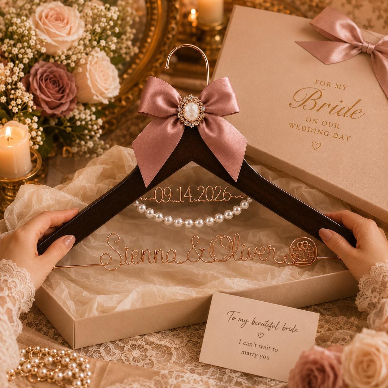 Personalized Bridal Hanger with Wire Name - BOYOGO personalized gift