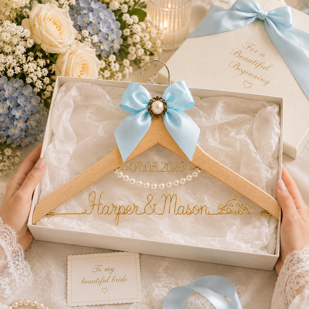 Personalized Bridal Hanger with Wire Name - BOYOGO personalized gift
