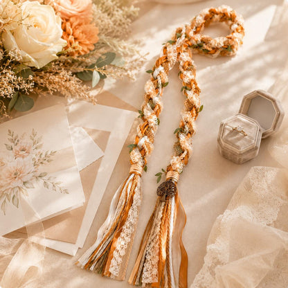 Personalized Woven Handfasting Cord, Celtic Wedding Unity Rope, Tie The Knot Ceremony Keepsake – personalization and design detail