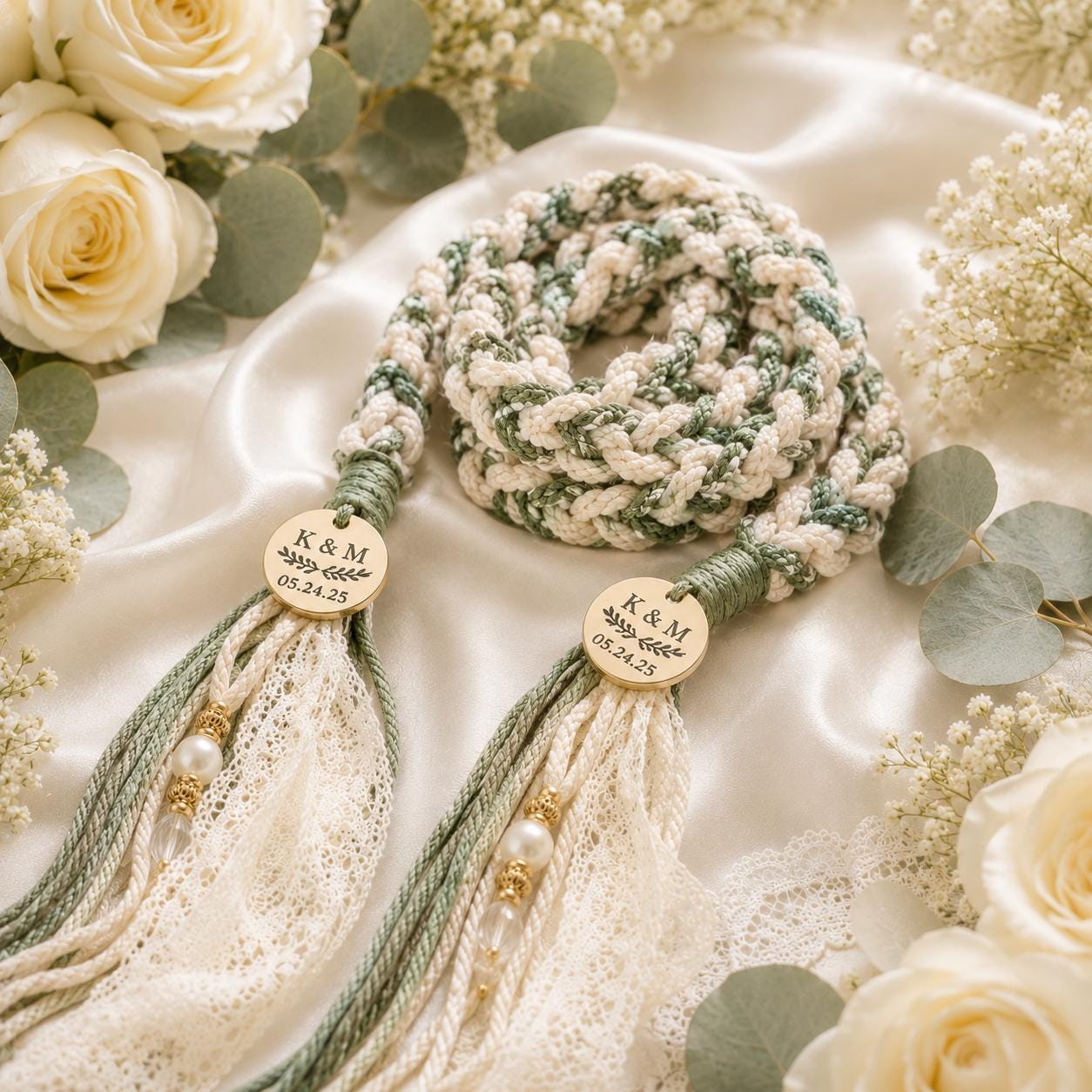 Personalized Woven Handfasting Cord, Celtic Wedding Unity Rope, Tie The Knot Ceremony Keepsake