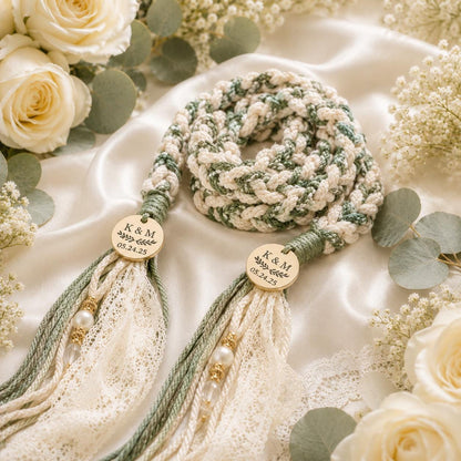 Personalized Woven Handfasting Cord, Celtic Wedding Unity Rope, Tie The Knot Ceremony Keepsake – alternate product view