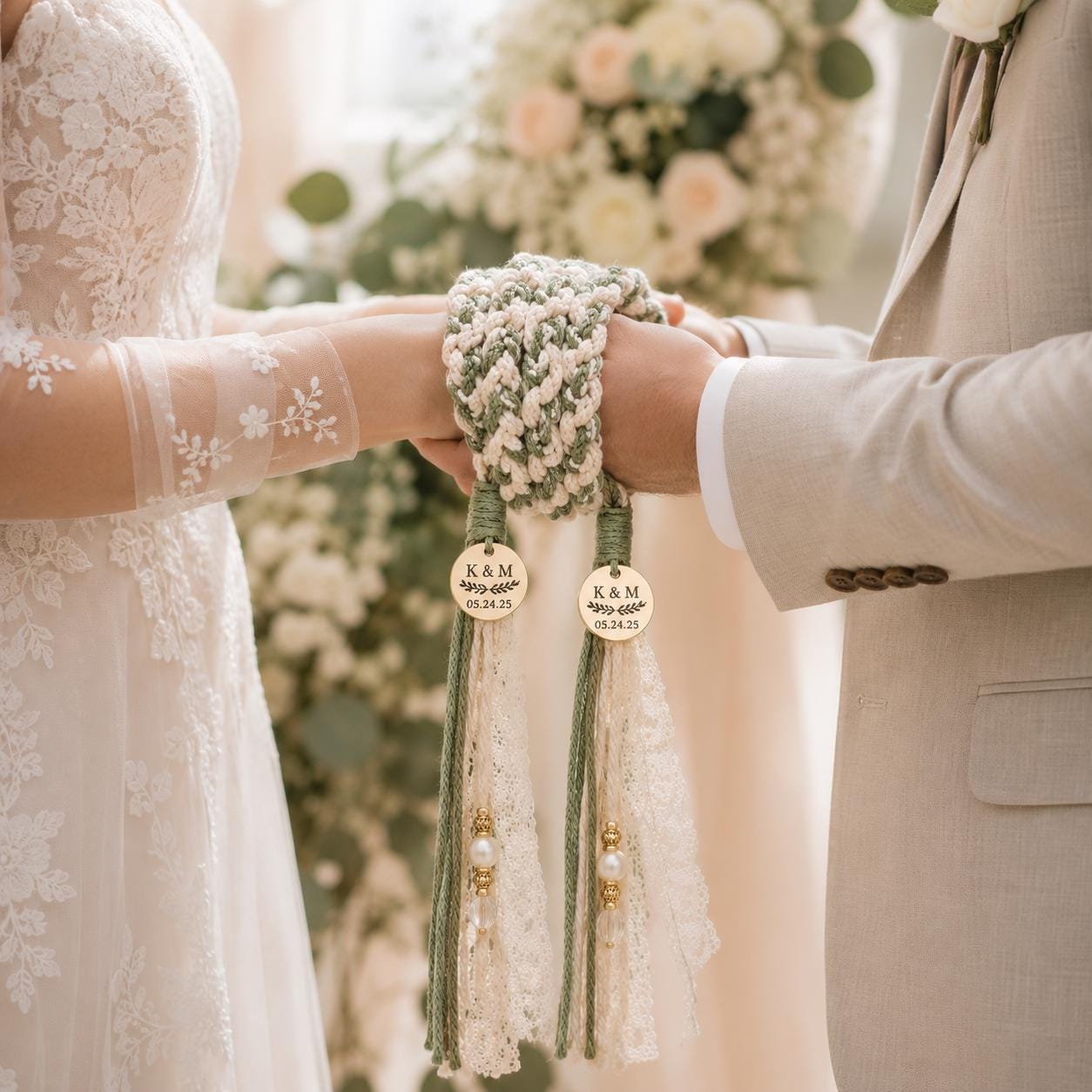Personalized Woven Handfasting Cord, Celtic Wedding Unity Rope, Tie The Knot Ceremony Keepsake