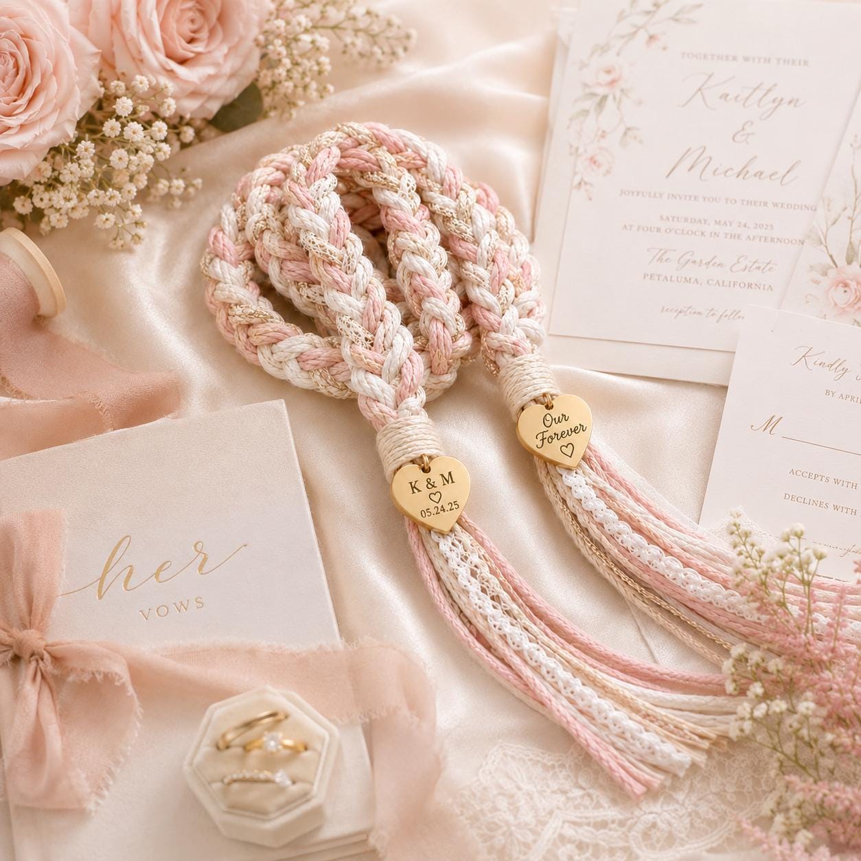 Personalized Woven Handfasting Cord, Celtic Wedding Unity Rope, Tie The Knot Ceremony Keepsake