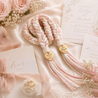 Personalized Woven Handfasting Cord, Celtic Wedding Unity Rope, Tie The Knot Ceremony Keepsake – alternate product view