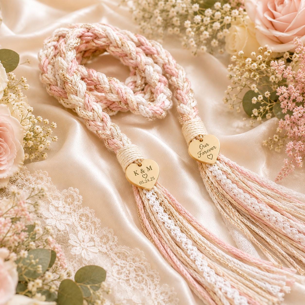 Personalized Woven Handfasting Cord, Celtic Wedding Unity Rope, Tie The Knot Ceremony Keepsake