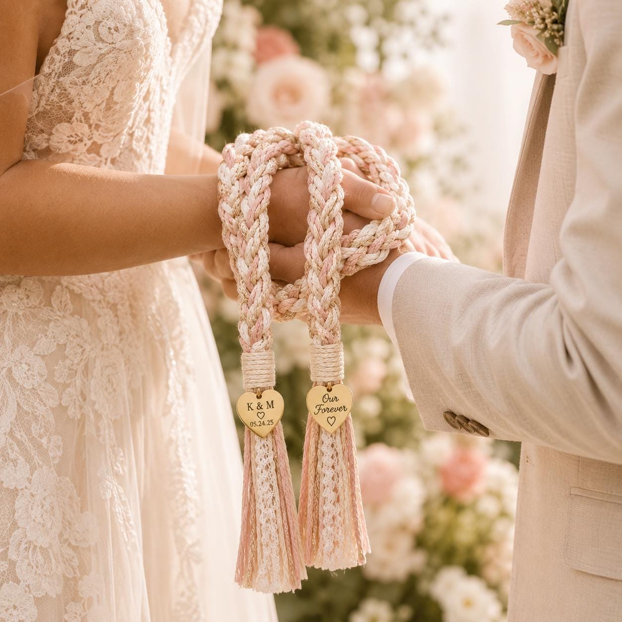 Personalized Woven Handfasting Cord, Celtic Wedding Unity Rope, Tie The Knot Ceremony Keepsake