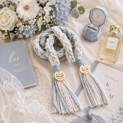 Personalized Woven Handfasting Cord, Celtic Wedding Unity Rope, Tie The Knot Ceremony Keepsake – additional product view
