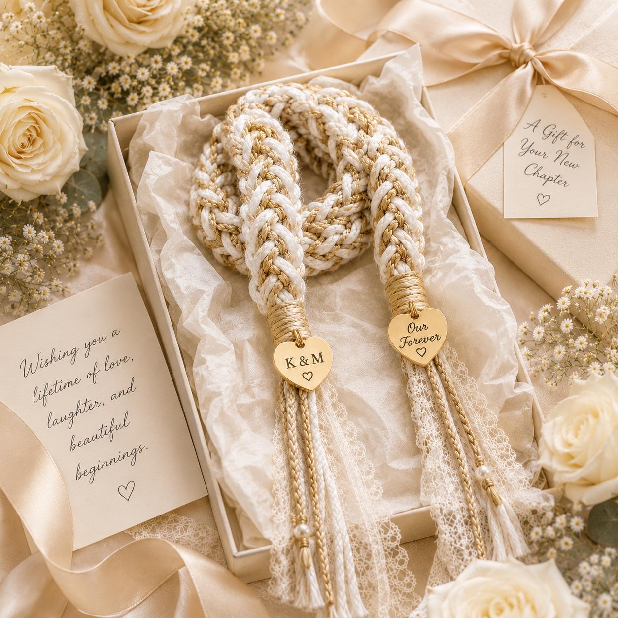 Personalized Woven Handfasting Cord, Celtic Wedding Unity Rope, Tie The Knot Ceremony Keepsake