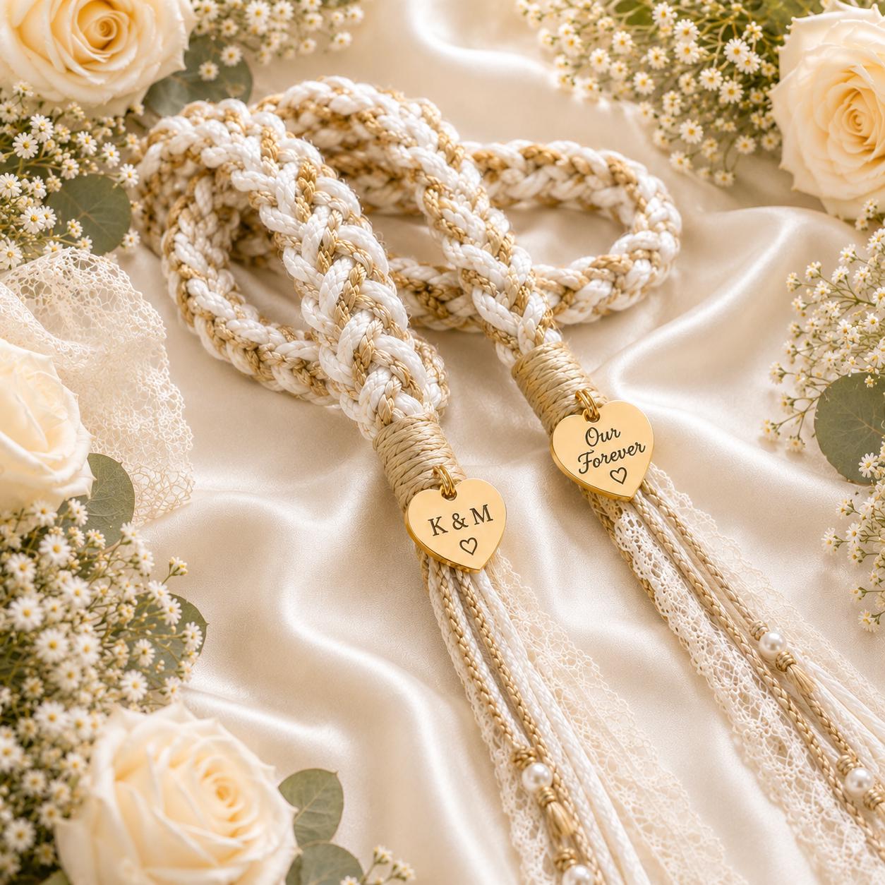 Personalized Woven Handfasting Cord, Celtic Wedding Unity Rope, Tie The Knot Ceremony Keepsake