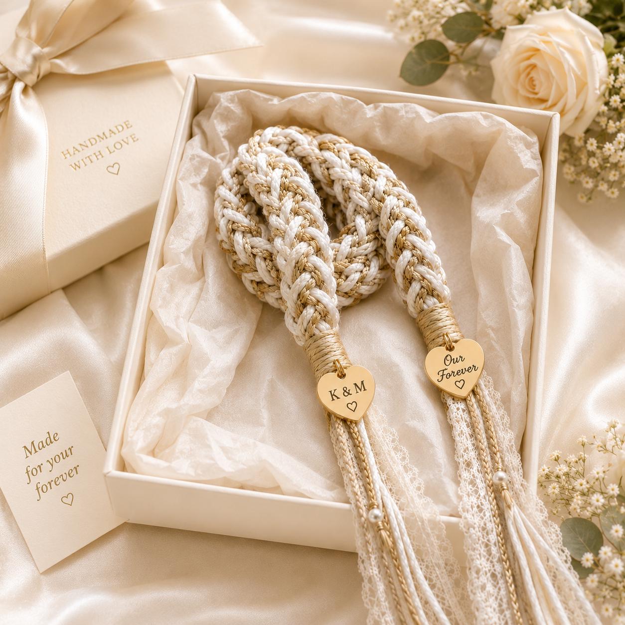 Personalized Woven Handfasting Cord, Celtic Wedding Unity Rope, Tie The Knot Ceremony Keepsake