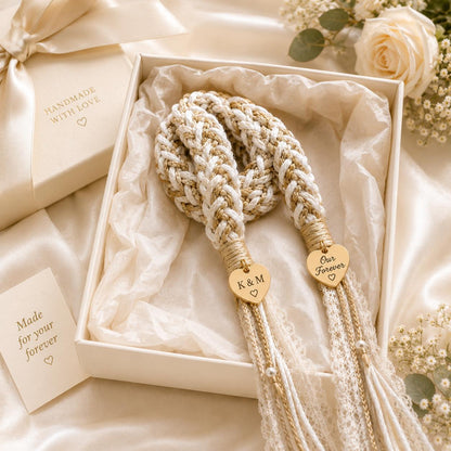 Personalized Woven Handfasting Cord, Celtic Wedding Unity Rope, Tie The Knot Ceremony Keepsake – additional product view