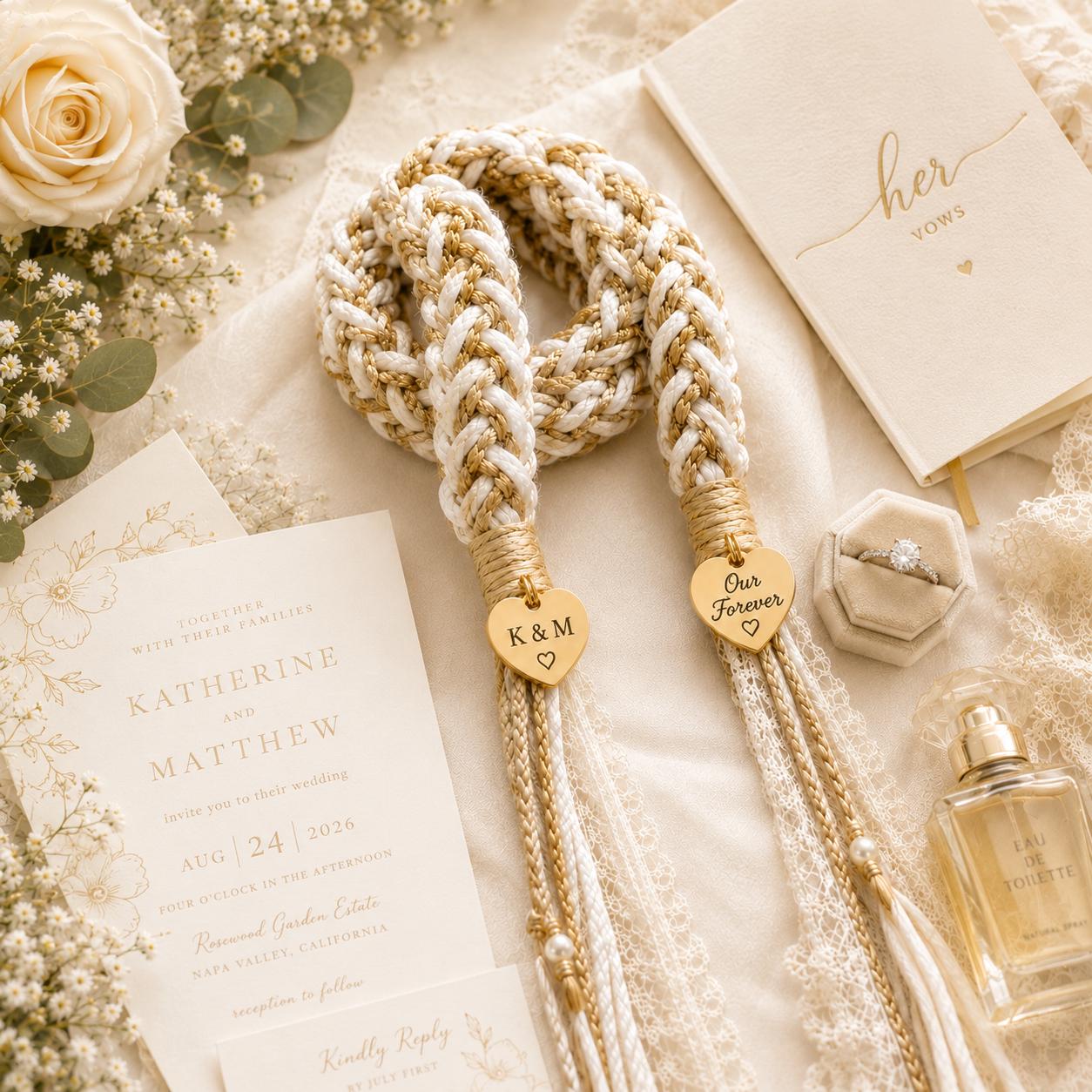 Personalized Woven Handfasting Cord, Celtic Wedding Unity Rope, Tie The Knot Ceremony Keepsake