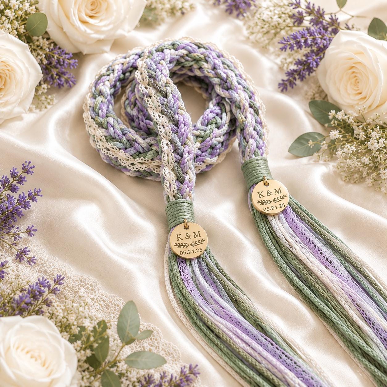 Personalized Woven Handfasting Cord, Celtic Wedding Unity Rope, Tie The Knot Ceremony Keepsake