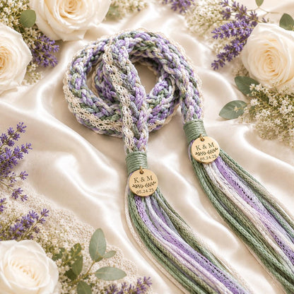 Personalized Woven Handfasting Cord, Celtic Wedding Unity Rope, Tie The Knot Ceremony Keepsake – personalization and design detail