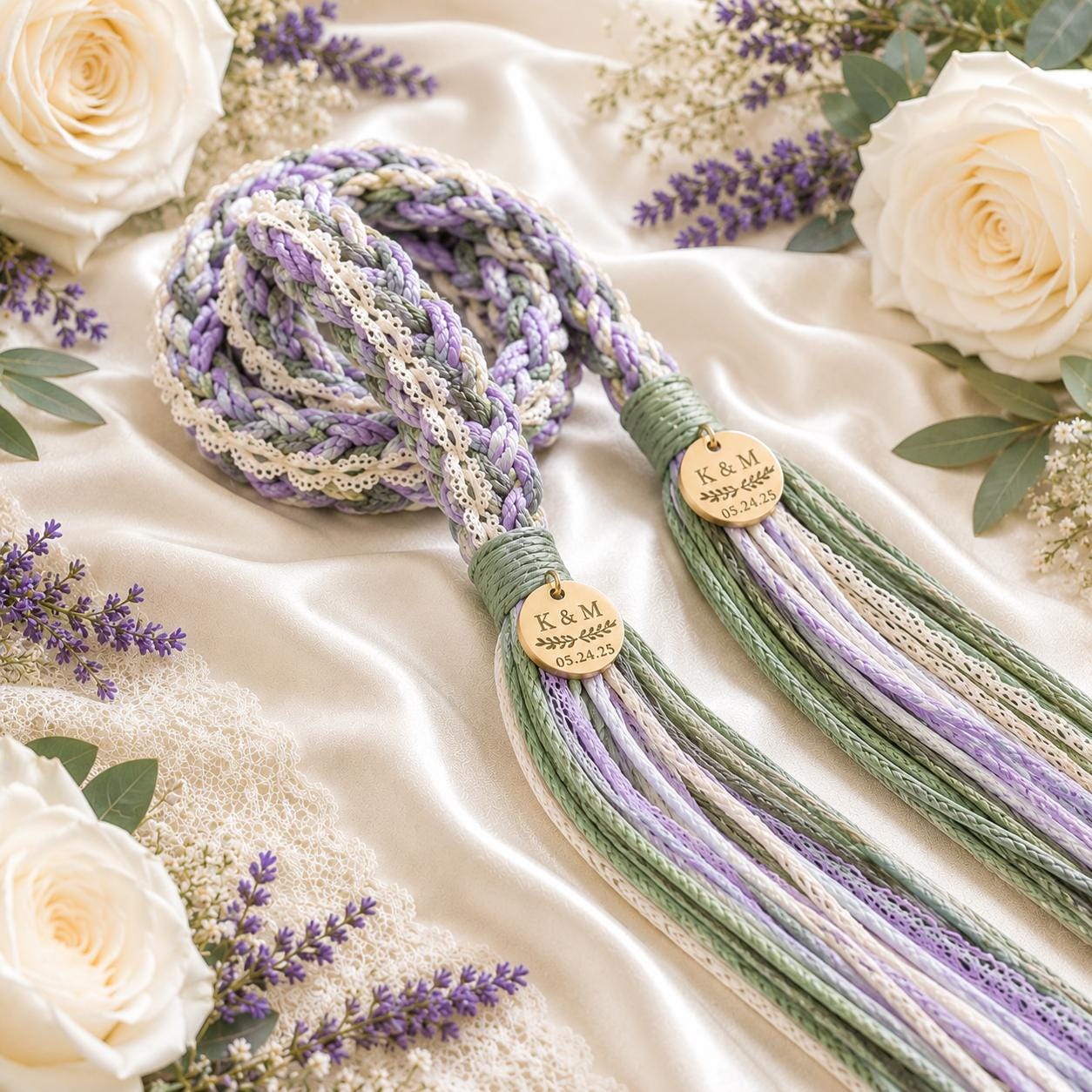 Personalized Woven Handfasting Cord, Celtic Wedding Unity Rope, Tie The Knot Ceremony Keepsake