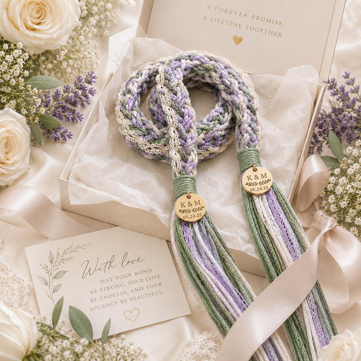 Personalized Woven Handfasting Cord, Celtic Wedding Unity Rope, Tie The Knot Ceremony Keepsake