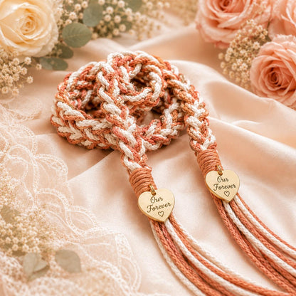 Personalized Woven Handfasting Cord, Celtic Wedding Unity Rope, Tie The Knot Ceremony Keepsake – alternate product view