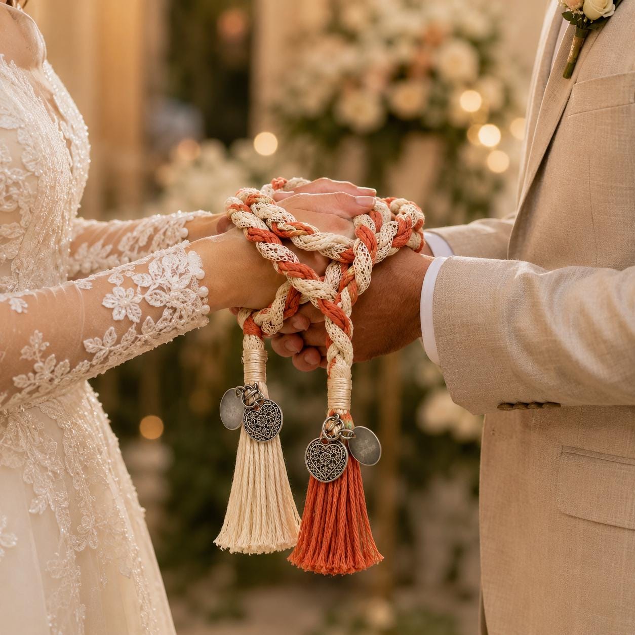 Personalized Woven Handfasting Cord, Celtic Wedding Unity Rope, Tie The Knot Ceremony Keepsake