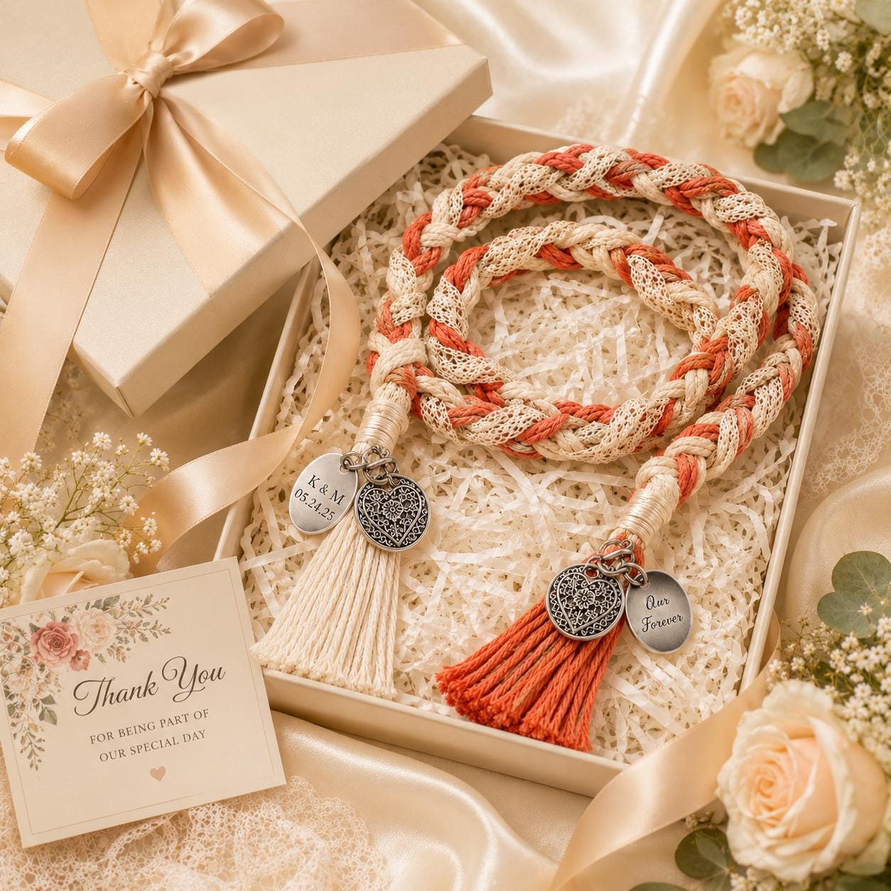 Personalized Woven Handfasting Cord, Celtic Wedding Unity Rope, Tie The Knot Ceremony Keepsake
