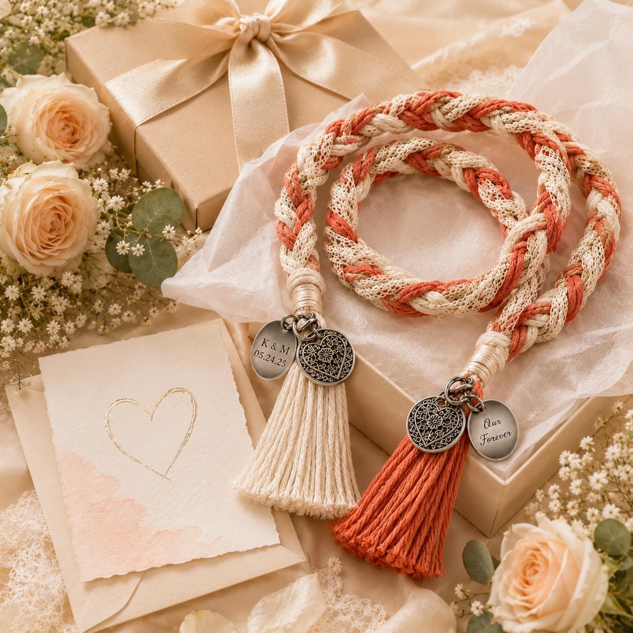 Personalized Woven Handfasting Cord, Celtic Wedding Unity Rope, Tie The Knot Ceremony Keepsake