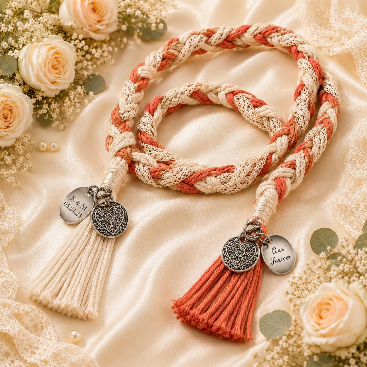 Personalized Woven Handfasting Cord, Celtic Wedding Unity Rope, Tie The Knot Ceremony Keepsake
