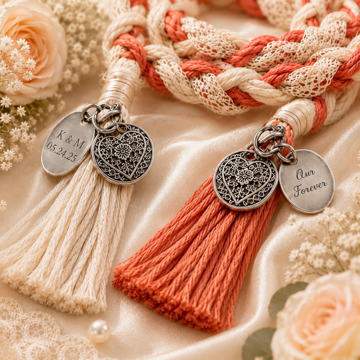 Personalized Woven Handfasting Cord, Celtic Wedding Unity Rope, Tie The Knot Ceremony Keepsake