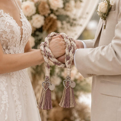 Personalized Woven Handfasting Cord, Celtic Wedding Unity Rope, Tie The Knot Ceremony Keepsake – close-up product detail