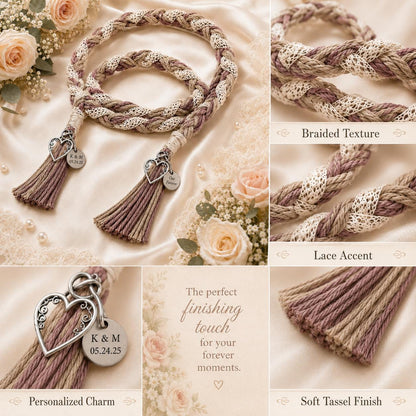 Personalized Woven Handfasting Cord, Celtic Wedding Unity Rope, Tie The Knot Ceremony Keepsake – handmade design detail