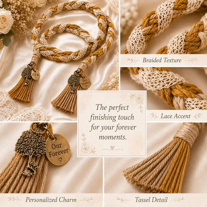 Personalized Woven Handfasting Cord, Celtic Wedding Unity Rope, Tie The Knot Ceremony Keepsake – additional product view