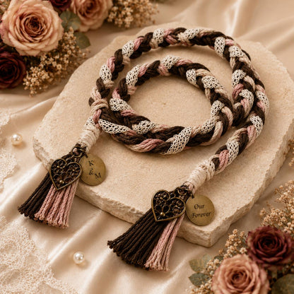 Personalized Woven Handfasting Cord, Celtic Wedding Unity Rope, Tie The Knot Ceremony Keepsake – alternate product view