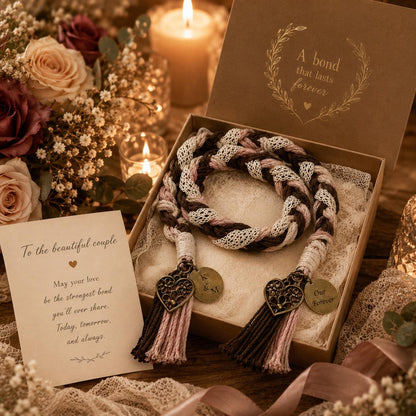 Personalized Woven Handfasting Cord, Celtic Wedding Unity Rope, Tie The Knot Ceremony Keepsake – personalization and design detail