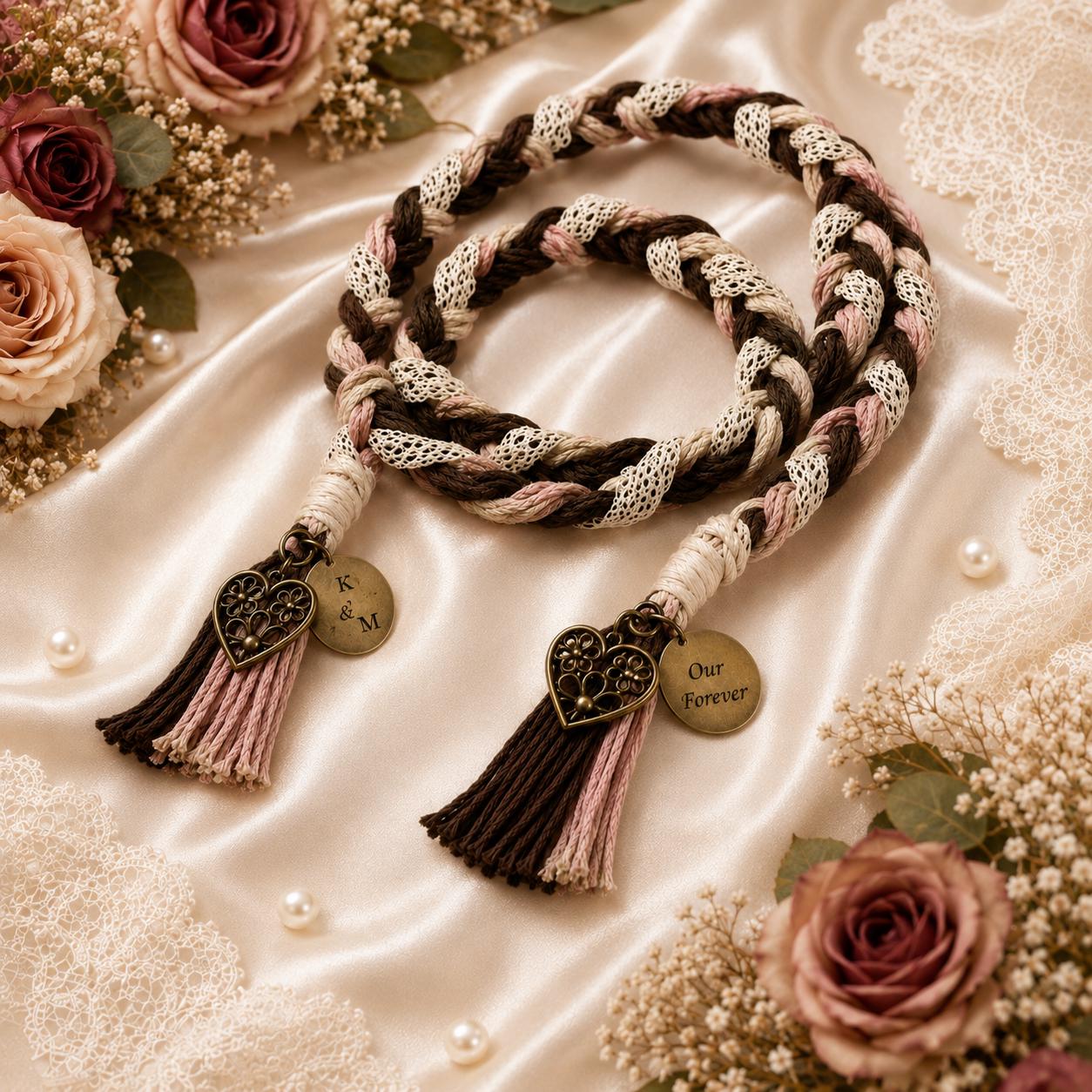 Personalized Woven Handfasting Cord, Celtic Wedding Unity Rope, Tie The Knot Ceremony Keepsake