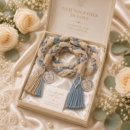 Personalized Woven Handfasting Cord, Celtic Wedding Unity Rope, Tie The Knot Ceremony Keepsake – material and finish detail