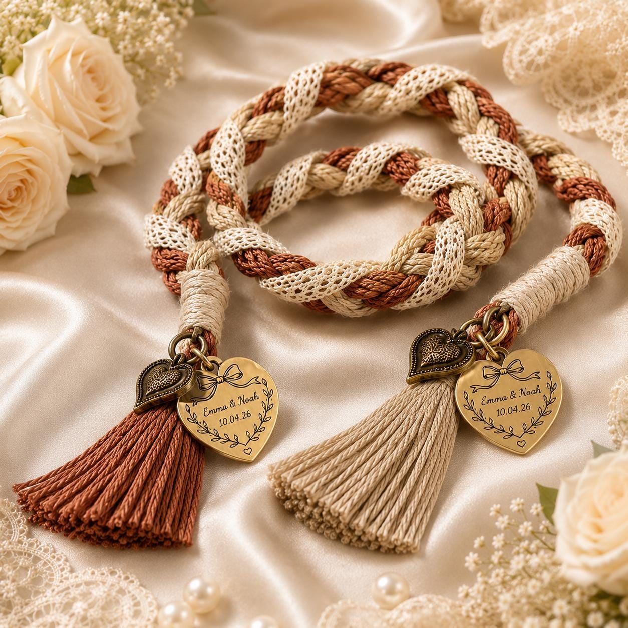 Personalized Woven Handfasting Cord, Celtic Wedding Unity Rope, Tie The Knot Ceremony Keepsake