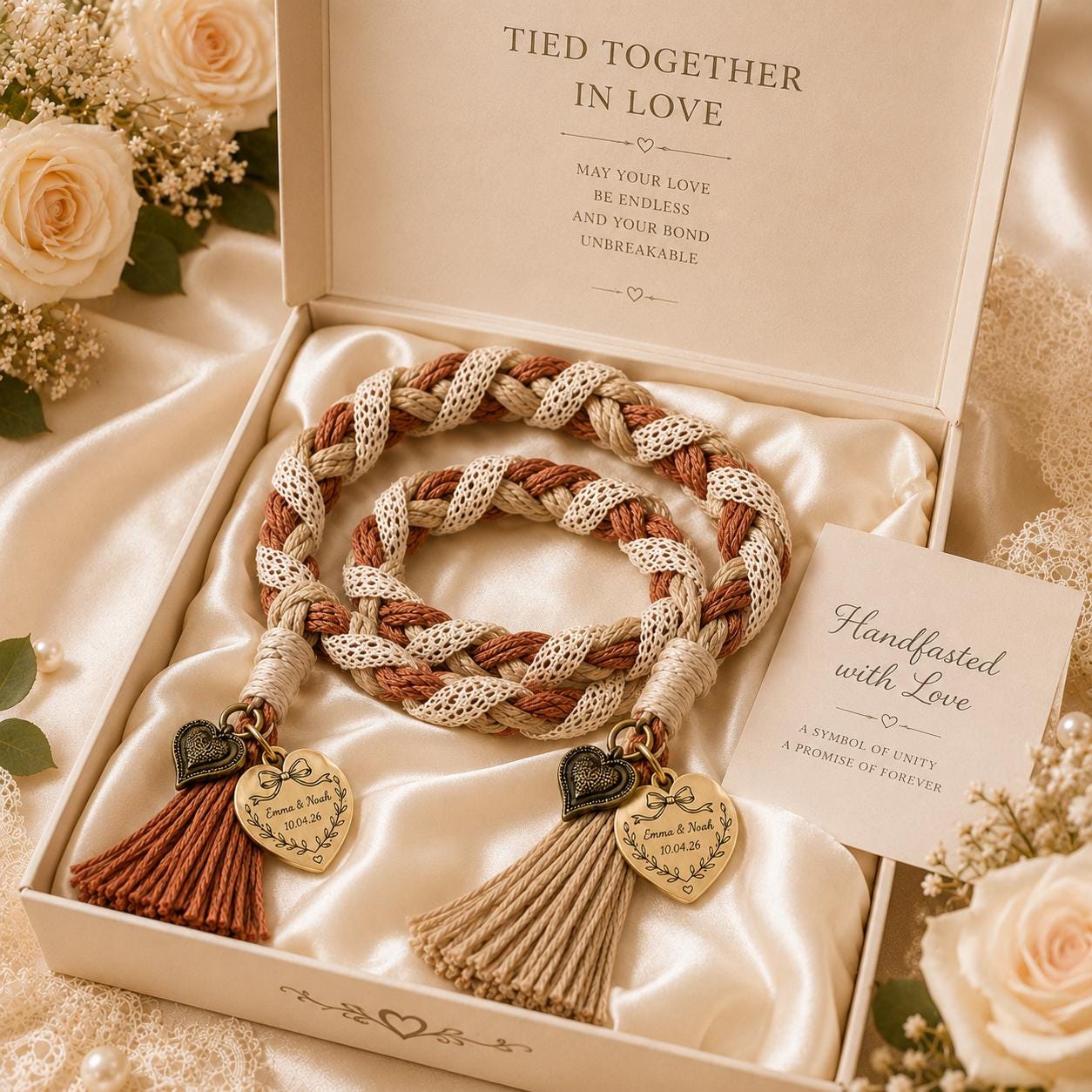Personalized Woven Handfasting Cord, Celtic Wedding Unity Rope, Tie The Knot Ceremony Keepsake