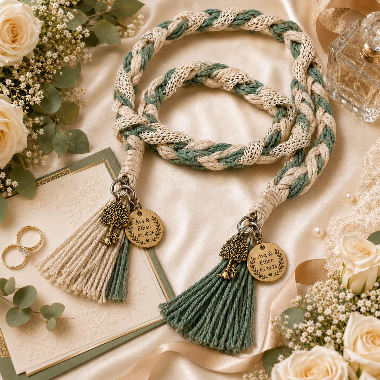 Personalized Woven Handfasting Cord, Celtic Wedding Unity Rope, Tie The Knot Ceremony Keepsake