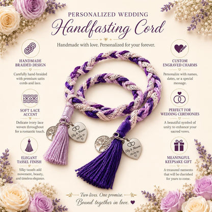Personalized Woven Handfasting Cord, Celtic Wedding Unity Rope, Tie The Knot Ceremony Keepsake – handmade design detail