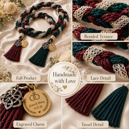 Personalized Woven Handfasting Cord, Celtic Wedding Unity Rope, Tie The Knot Ceremony Keepsake – additional product view