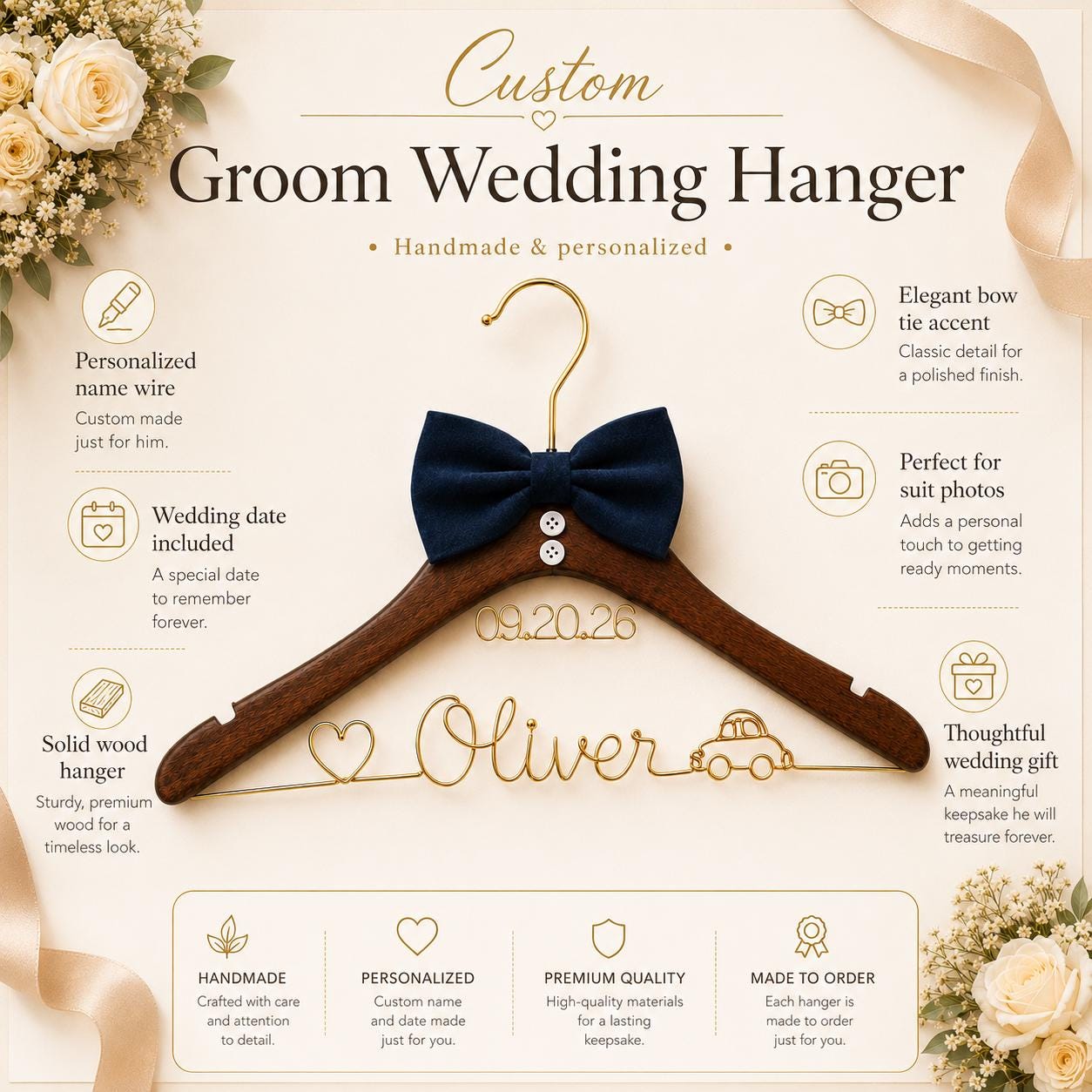 Personalized Groom Suit Hanger with Custom Name - BOYOGO personalized gift