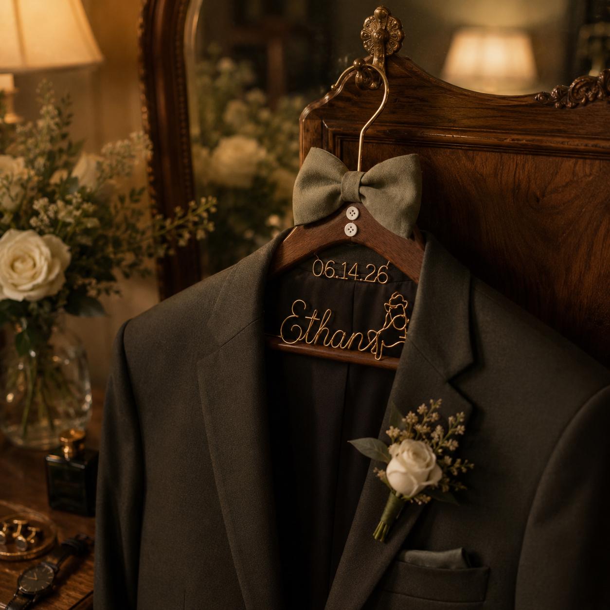 Personalized Groom Suit Hanger with Custom Name - BOYOGO personalized gift main image