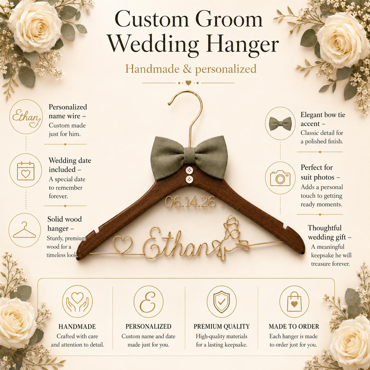 Personalized Groom Suit Hanger with Custom Name - BOYOGO personalized gift