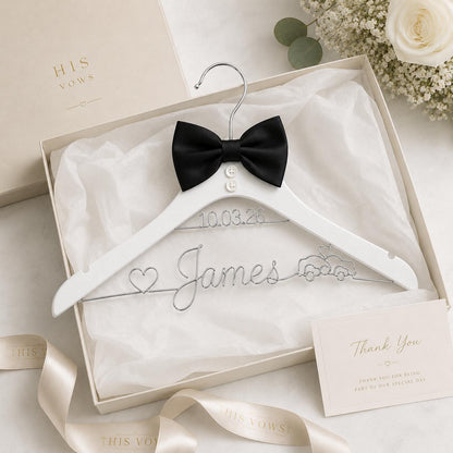 Personalized Groom Suit Hanger with Custom Name – size and style reference