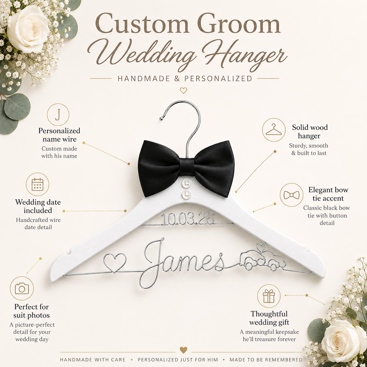 Personalized Groom Suit Hanger with Custom Name - BOYOGO personalized gift