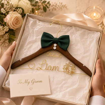 Personalized Groom Suit Hanger with Custom Name – size and style reference