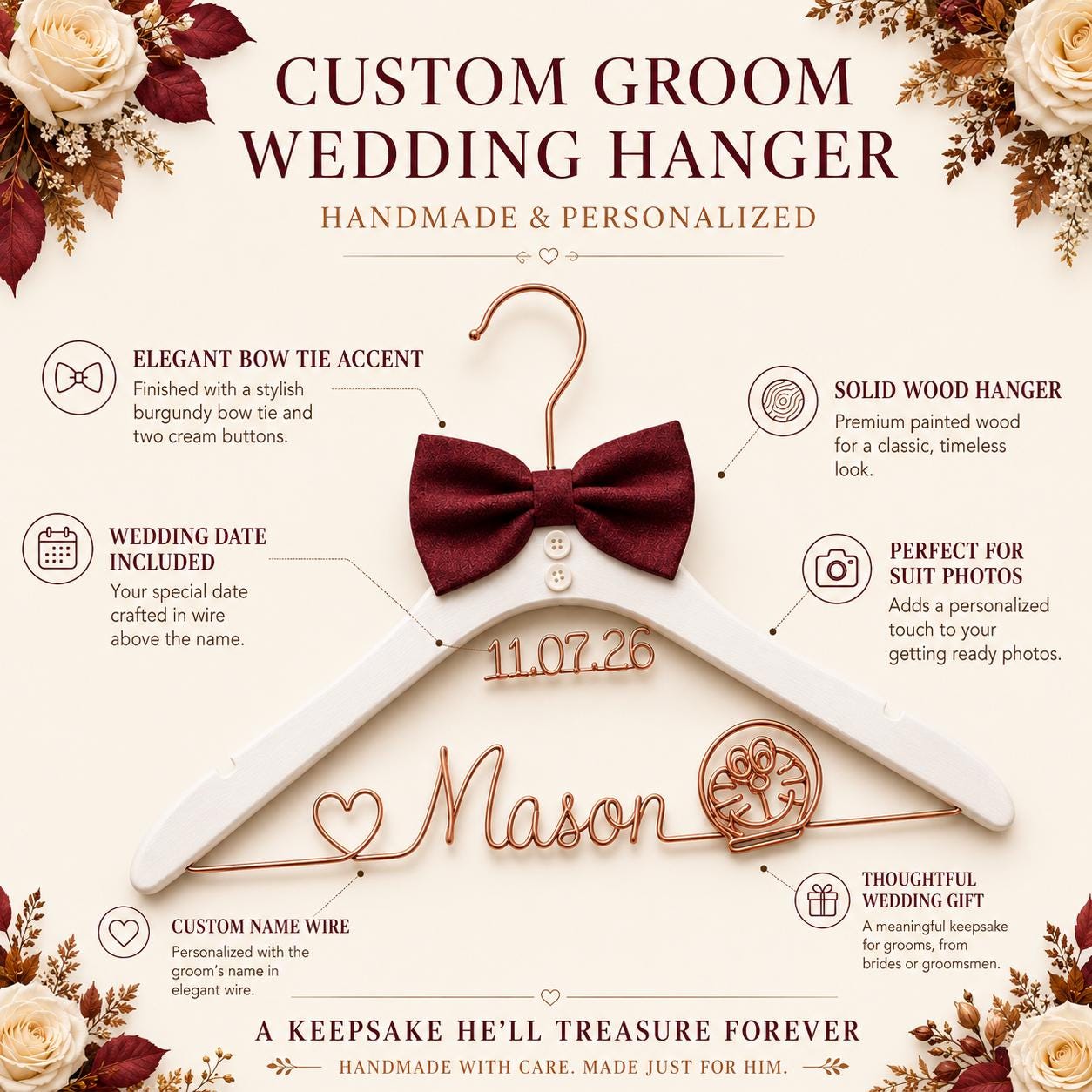 Personalized Groom Suit Hanger with Custom Name - BOYOGO personalized gift