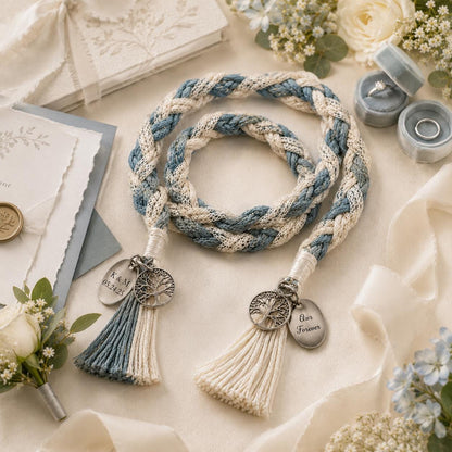 Personalized Woven Handfasting Cord, Celtic Wedding Unity Rope, Tie The Knot Ceremony Keepsake – alternate product view