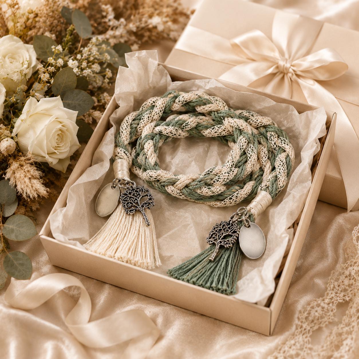 Personalized Woven Handfasting Cord, Celtic Wedding Unity Rope, Tie The Knot Ceremony Keepsake