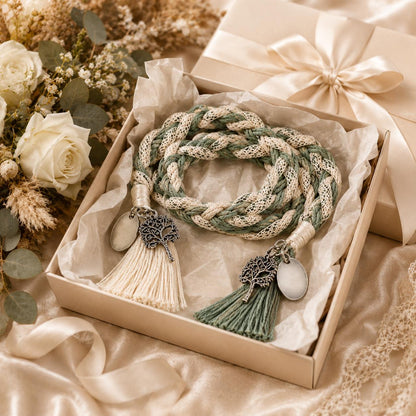 Personalized Woven Handfasting Cord, Celtic Wedding Unity Rope, Tie The Knot Ceremony Keepsake – material and finish detail
